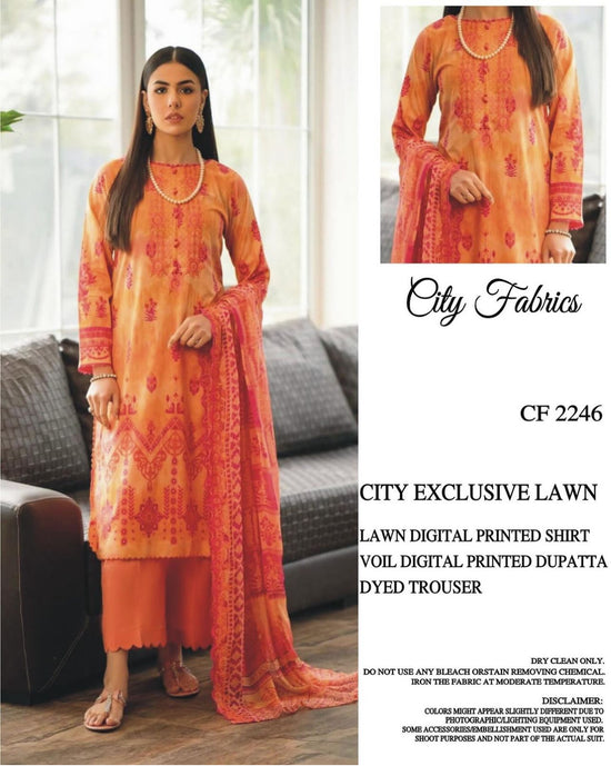 CITY FABRICS LAWN PRINTED UNSTICH 3PC