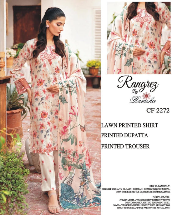 RAMSHA LAWN PRINTED UNSTICH 3PC