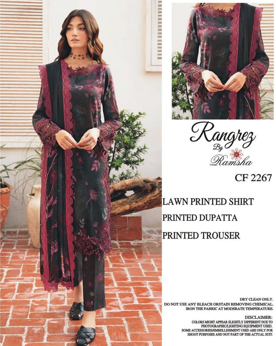 RAMSHA LAWN PRINTED UNSTICH 3PC