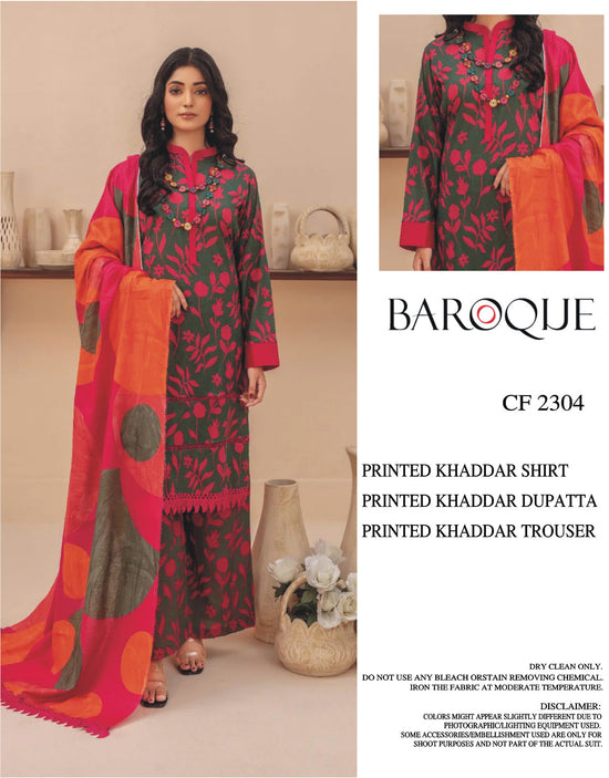 BAROQUE KHADDAR UNSTICH PRINTED 3PC