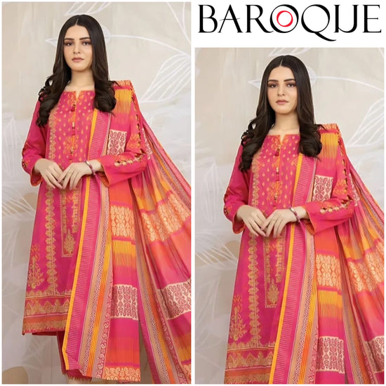 BAROQUE KARANDI PRINTED UNSTICHED 3PC