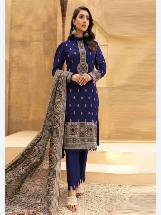 BAREEZE DHANAK UNSTITCHED EMB 3PC