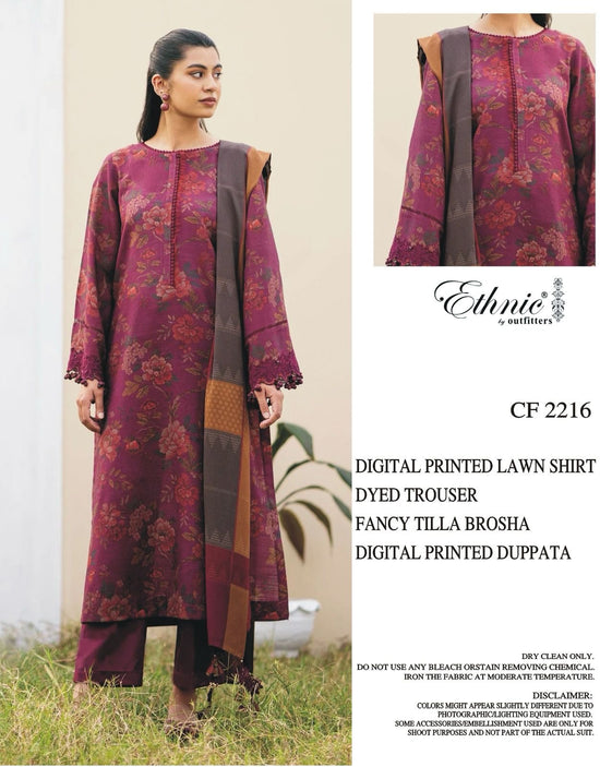 ETHNIC UNSTICH DIGITAL PRINTED 3PC