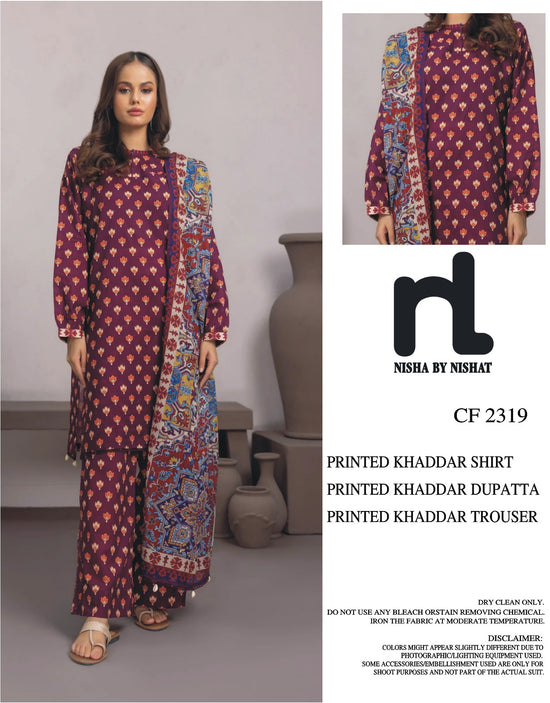 NISHAT KHADDAR UNSTITCHED PRINTED 3PC