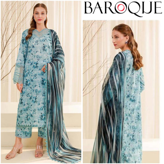 BAROQUE KARANDI PRINTED UNSTICHED 3PC