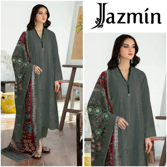 JAZMIN LAWN UNSTITCHED EMB 3PC