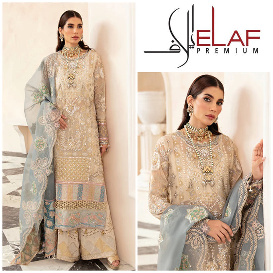 ELAF ORGANZA UNSTITCHED EMB SUIT