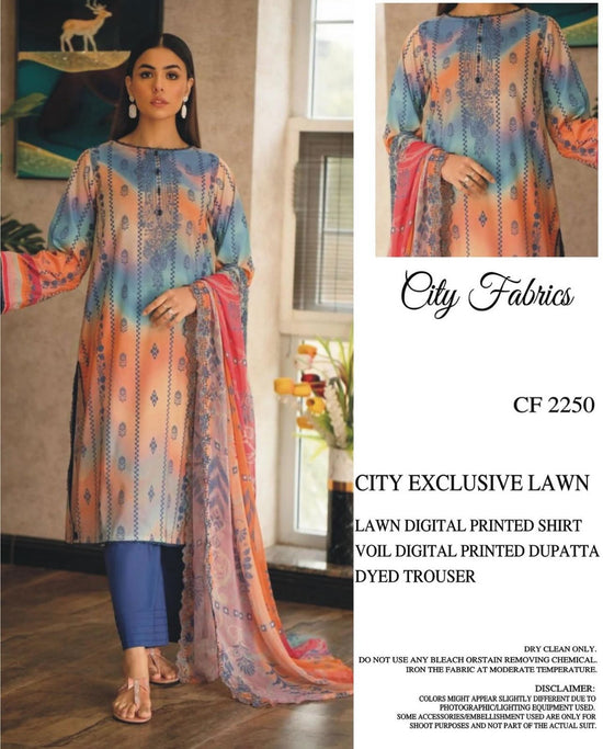 CITY FABRICS LAWN PRINTED UNSTICH 3PC