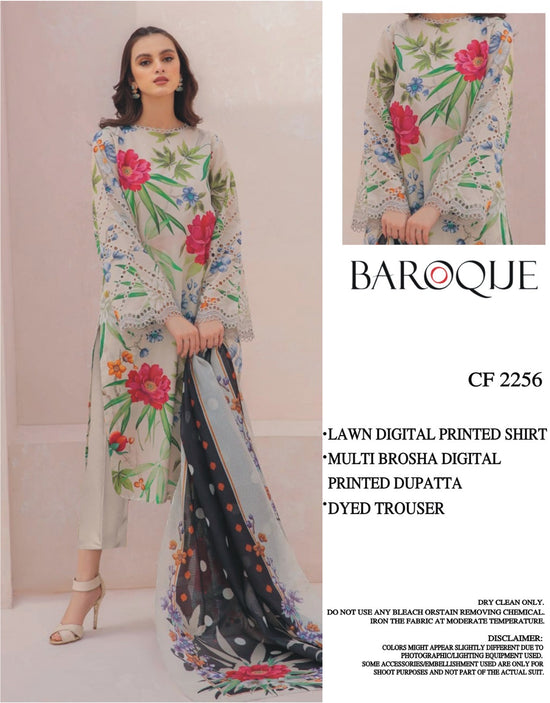 BAROQUE LAWN PRINTED UNSTICH 3PC