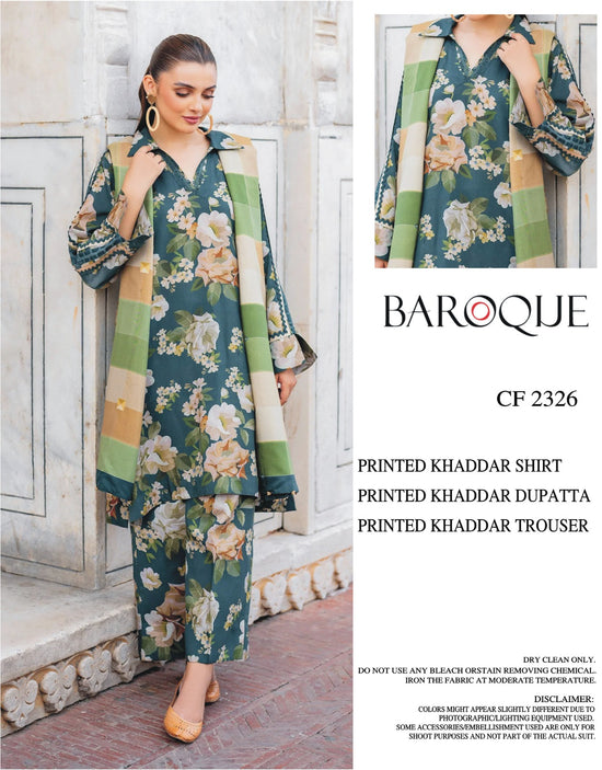 BAROQUE KHADDAR UNSTICH PRINTED 3PC