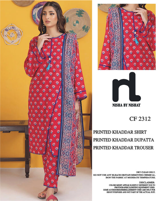 NISHAT KHADDAR UNSTITCHED PRINTED 3PC