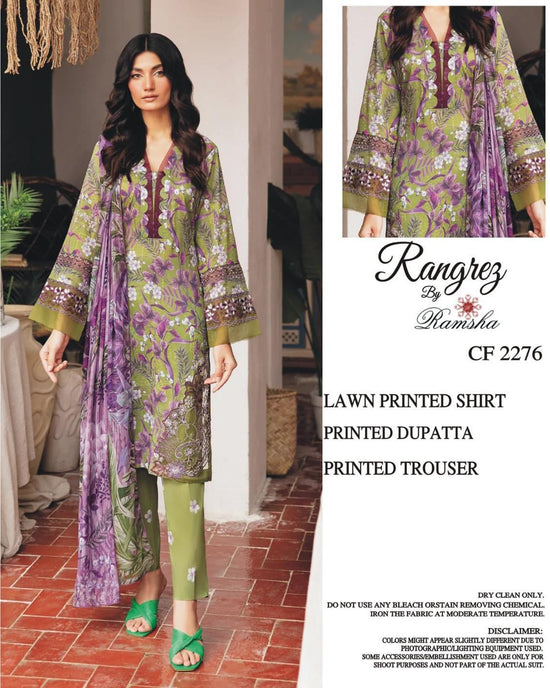 RAMSHA LAWN PRINTED UNSTICH 3PC