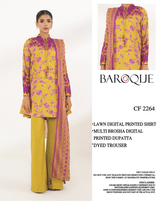 BAROQUE LAWN PRINTED UNSTICH 3PC