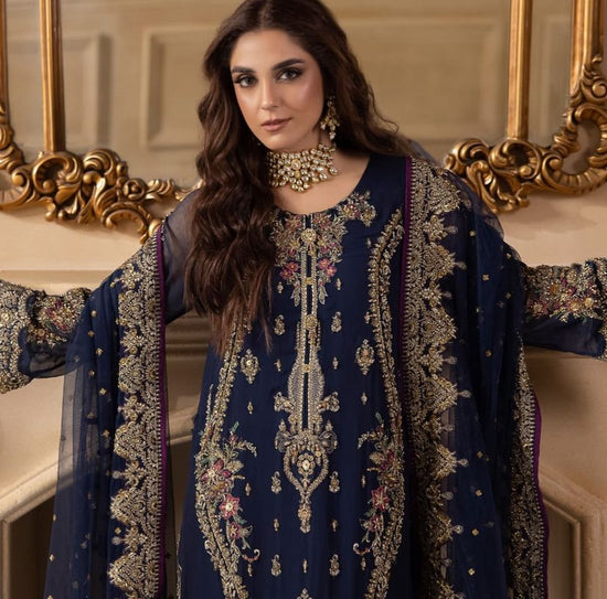 CHARIZMA CHIFFON UNSTITCHED EMB SUIT