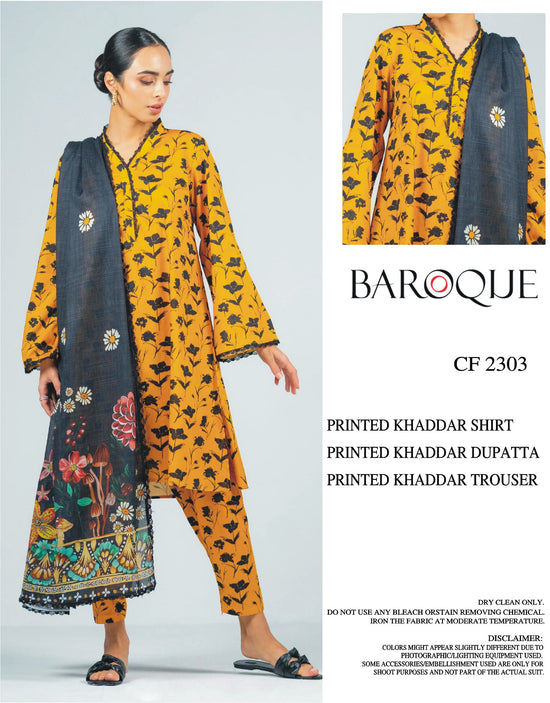 BAROQUE KHADDAR UNSTICH PRINTED 3PC