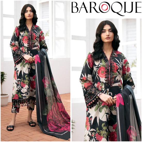 BAROQUE KARANDI PRINTED UNSTICHED 3PC