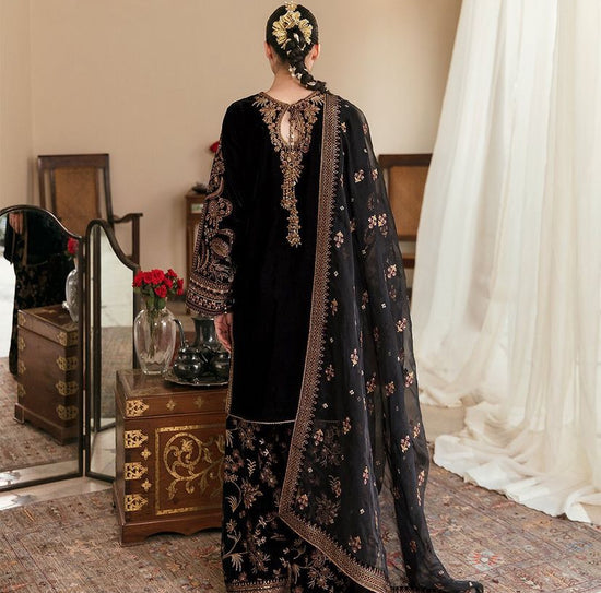 ZARA SHAHJAHAN VELVET UNSTITCHED EMB 3PC