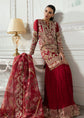 CRIMSON ORGANZA UNSTITCHED EMB SUIT