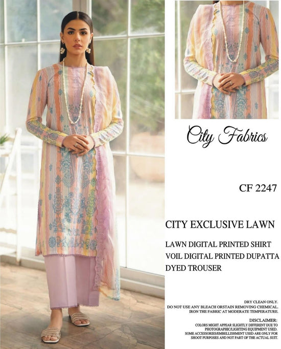 CITY FABRICS LAWN PRINTED UNSTICH 3PC