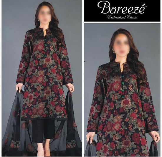 BAREEZE LAWN UNSTITCHED EMB 3PC