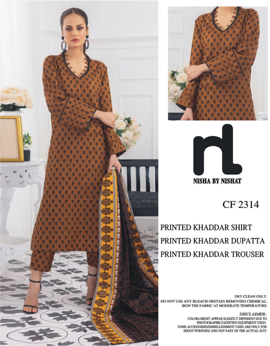 NISHAT KHADDAR UNSTITCHED PRINTED 3PC