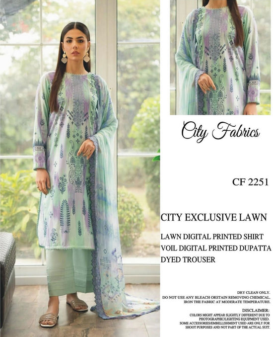 CITY FABRICS LAWN PRINTED UNSTICH 3PC