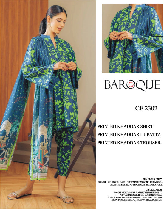 BAROQUE KHADDAR UNSTICH PRINTED 3PC