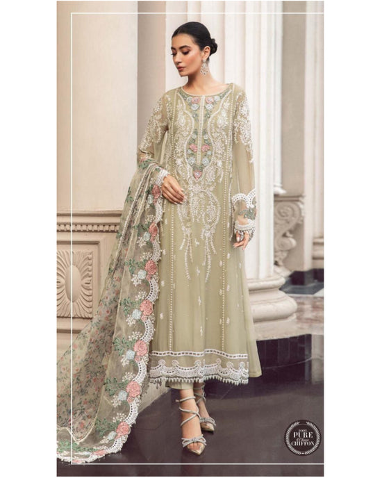 MARIA.B CHIFFON UNSTITCHED EMB SUIT