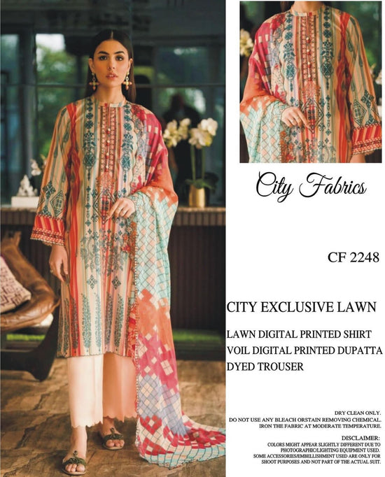 CITY FABRICS LAWN PRINTED UNSTICH 3PC