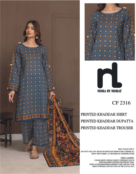 NISHAT KHADDAR UNSTITCHED PRINTED 3PC