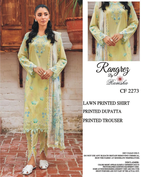 RAMSHA LAWN PRINTED UNSTICH 3PC