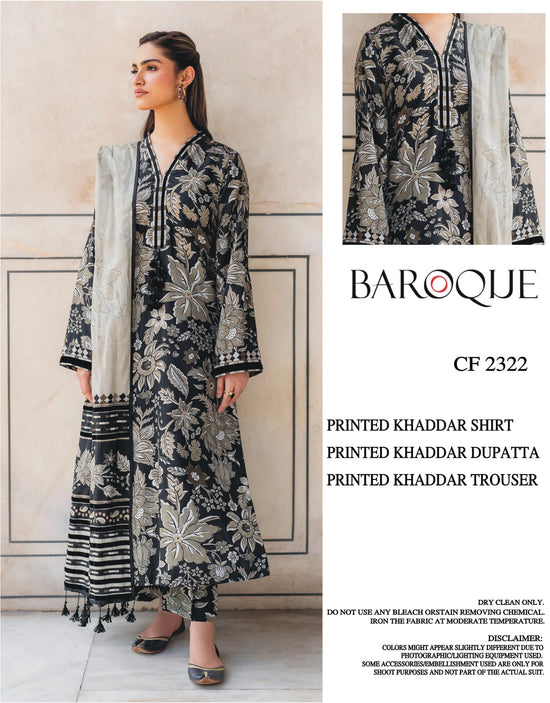 BAROQUE KHADDAR UNSTICH PRINTED 3PC