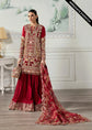 CRIMSON ORGANZA UNSTITCHED EMB SUIT