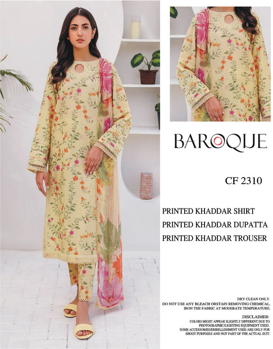 BAROQUE KHADDAR UNSTICH PRINTED 3PC