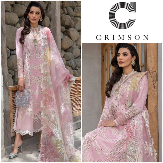 CRIMSON LAWN UNSTITCHED EMB 3PC