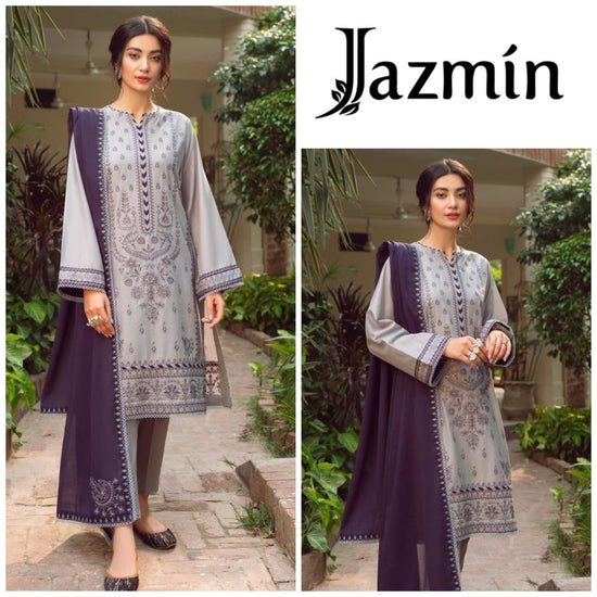 JAZMIN LAWN UNSTITCHED EMB 3PC