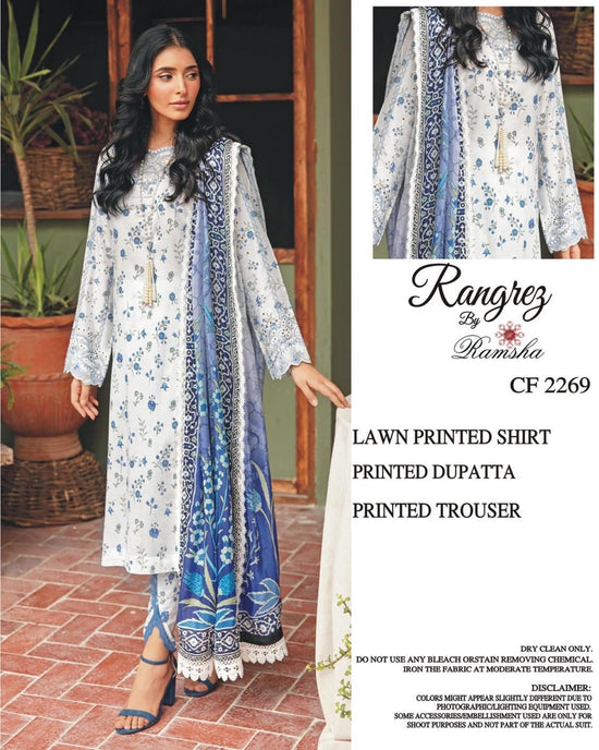 RAMSHA LAWN PRINTED UNSTICH 3PC