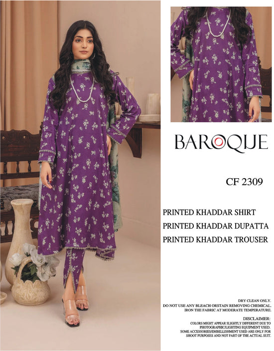 BAROQUE KHADDAR UNSTICH PRINTED 3PC