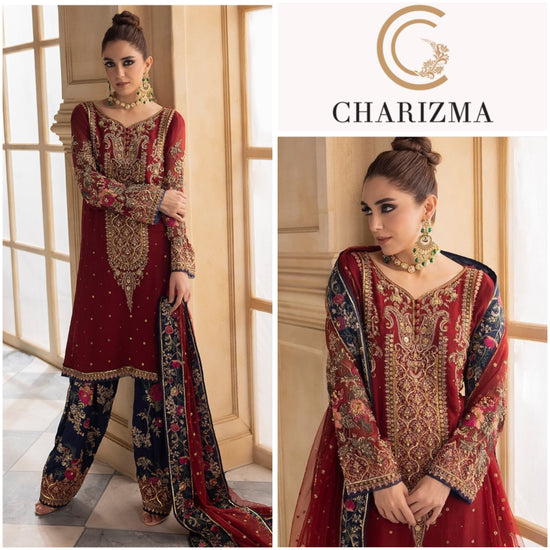 CHARIZMA CHIFFON UNSTITCHED EMB SUIT