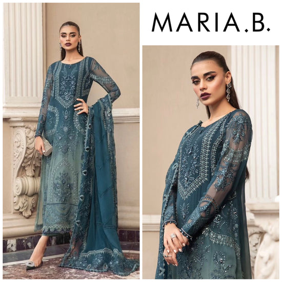 MARIA.B CHIFFON UNSTITCHED EMB SUIT