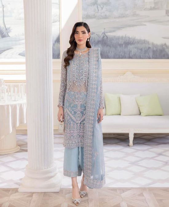 KANWAL MALIK ORGANZA UNSTITCHED EMB SUIT