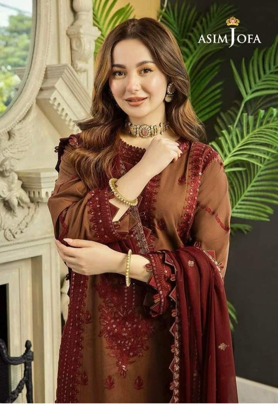 ASIM JOFA LINEN UNSTITCHED EMB 3PC