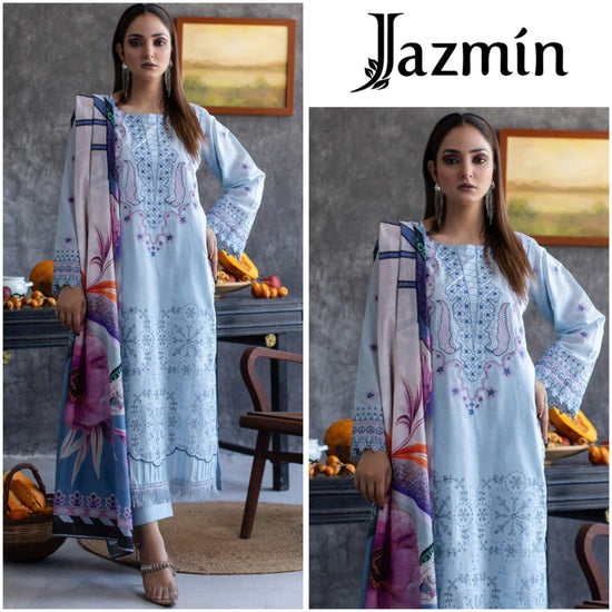 JAZMIN LAWN UNSTITCHED EMB 3PC