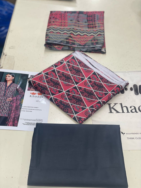 KHAADI LAWN PRINTED UNSTICH 3PC