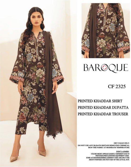 BAROQUE KHADDAR UNSTICH PRINTED 3PC