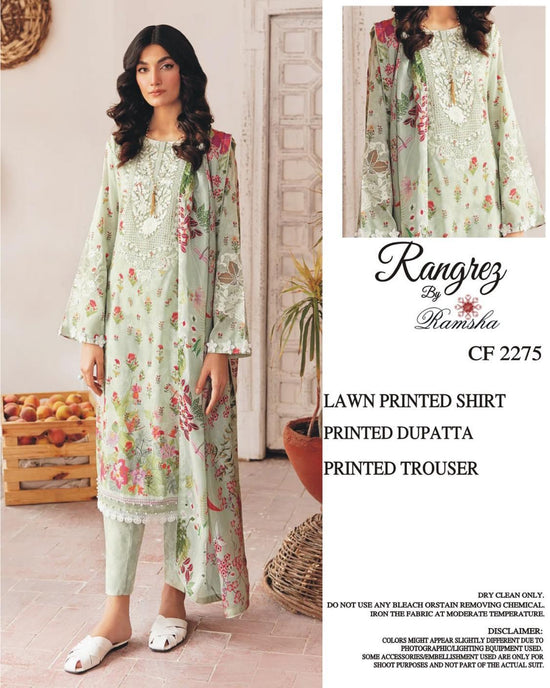 RAMSHA LAWN PRINTED UNSTICH 3PC