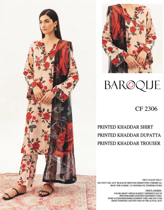 BAROQUE KHADDAR UNSTICH PRINTED 3PC