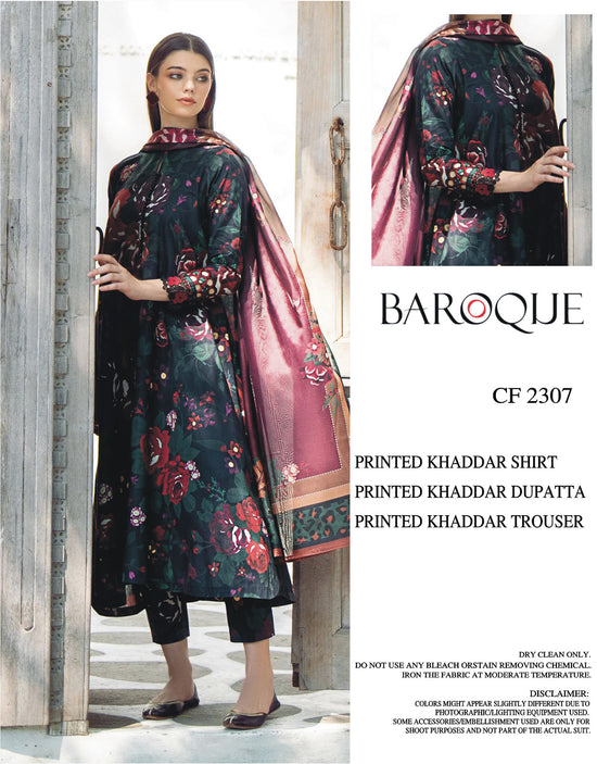 BAROQUE KHADDAR UNSTICH PRINTED 3PC