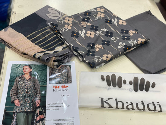 KHAADI LAWN PRINTED UNSTICH 3PC