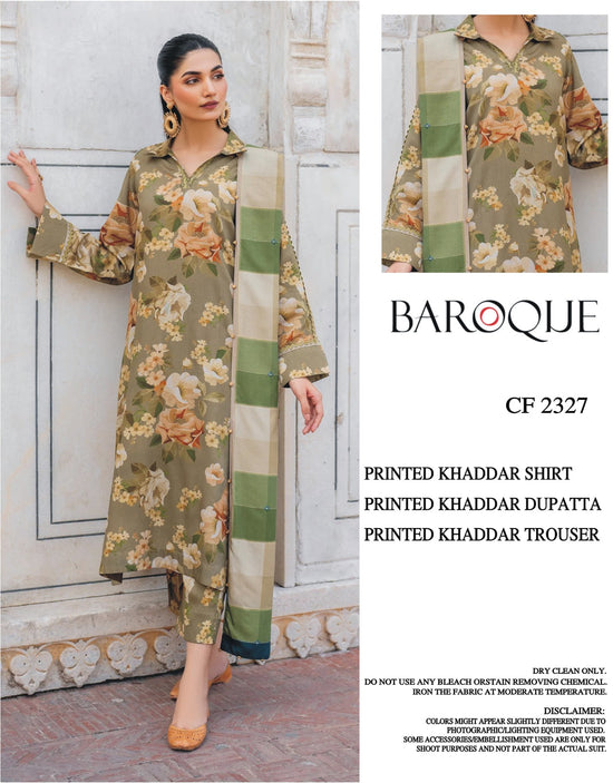 BAROQUE KHADDAR UNSTICH PRINTED 3PC